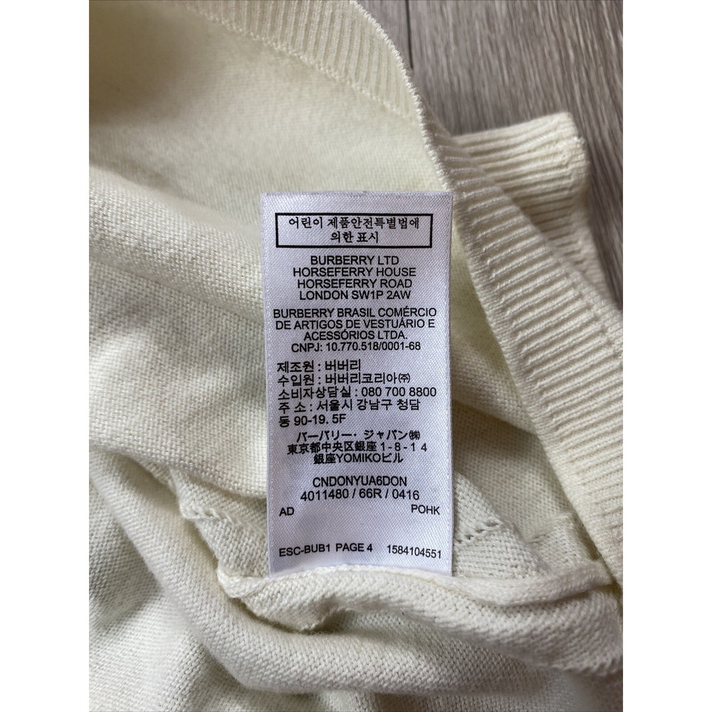 Burberry Children's Classic Cardigan Size 14 Ivory Color Button Down Cotton - Picture 9 of 9